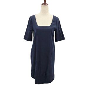 Cotelac Womens 4 Dress Shift Square Neck Navy Blue Mini Lightweight Pockets Boho